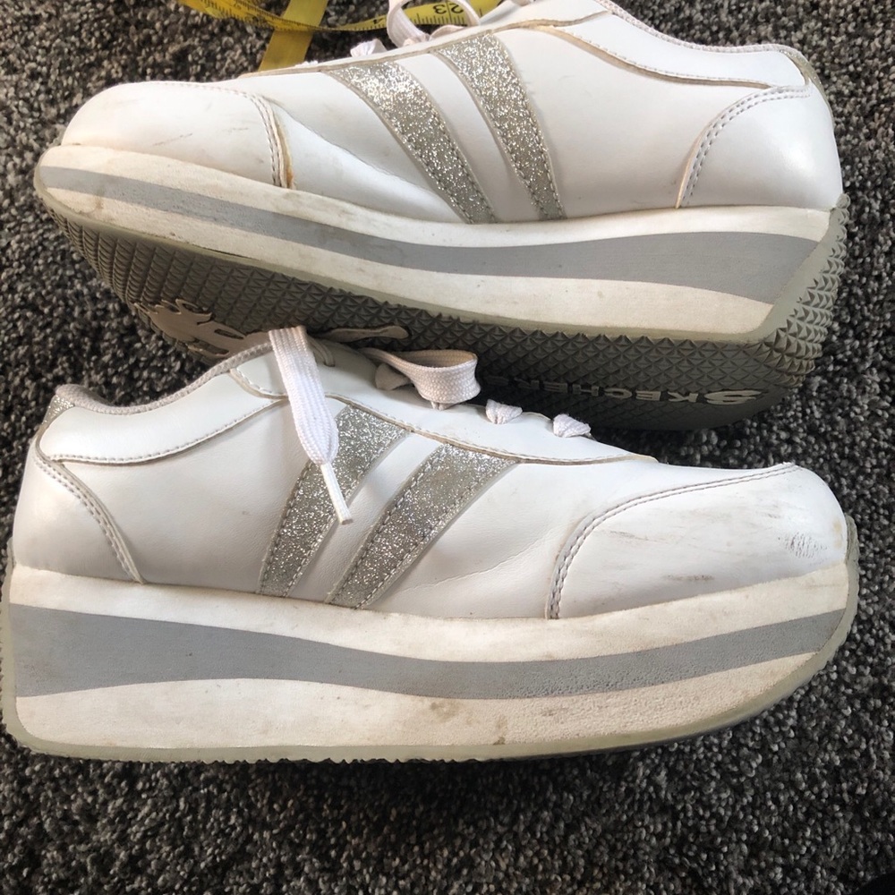 SKECHERS GLITTER PLATFORMS 8 white  Sneakers